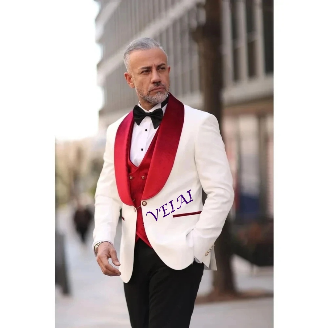 Men Formal Wear Vest - CustomizedMen Wedding Tuxedos Red Velvet Vest