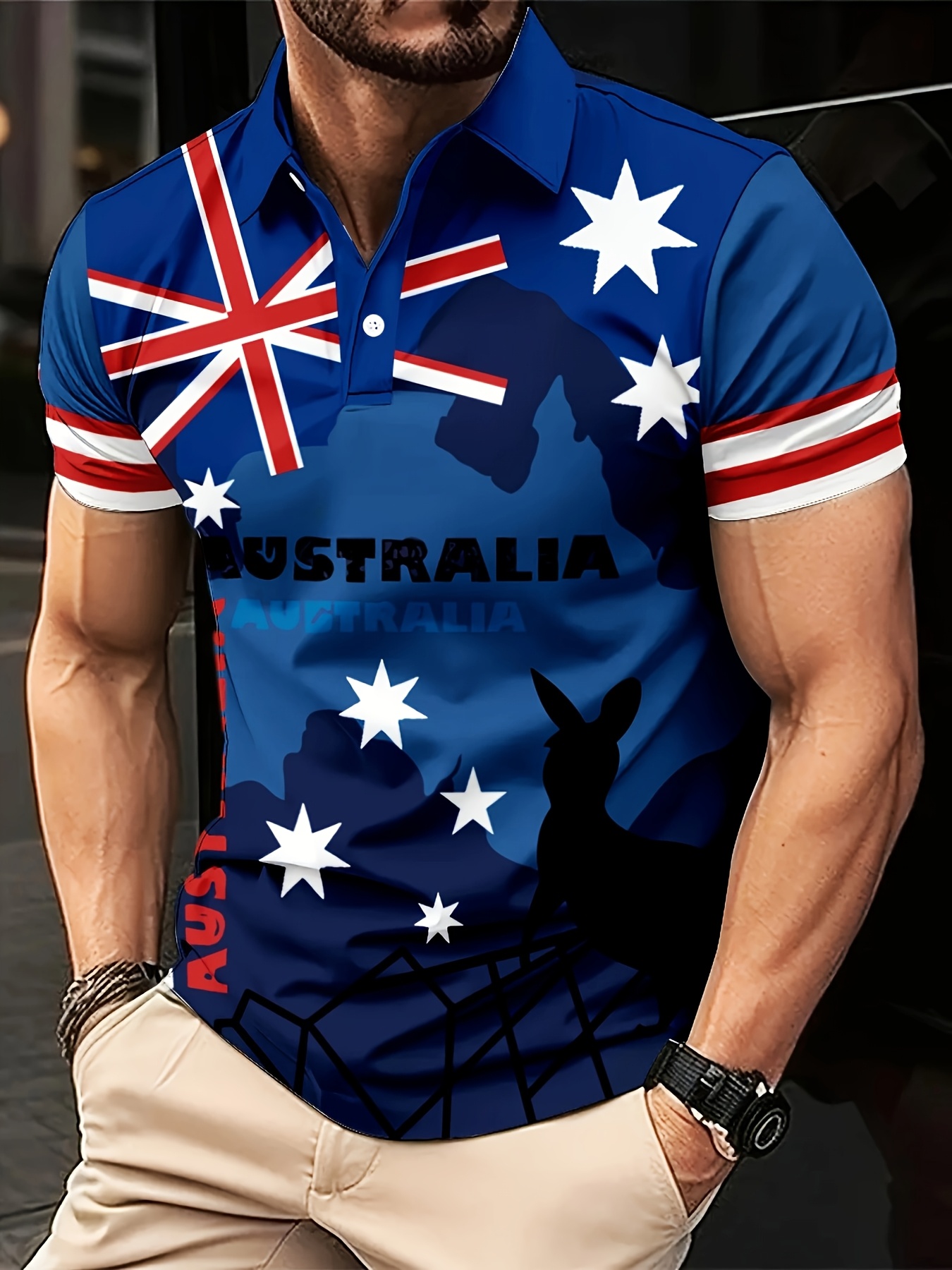 Men Formal Wear Summer - Summer Australian Flag Kangaroo Patchwork Print,