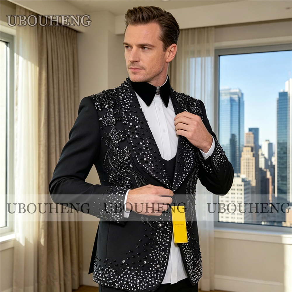 Formal Wear For Men Black Suit - Luxury 3 Piece Men Suit Black