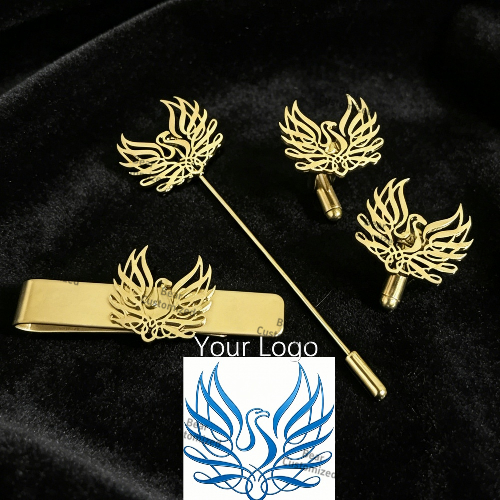 Men'S Formal Wear In Wedding - Custom Cufflink Tie Set Bar Personalized