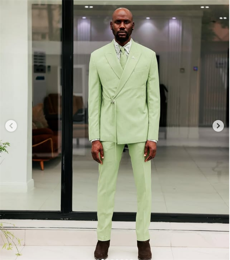 Men'S Formal Wear Belt - Light Green Men Suits Pants Set