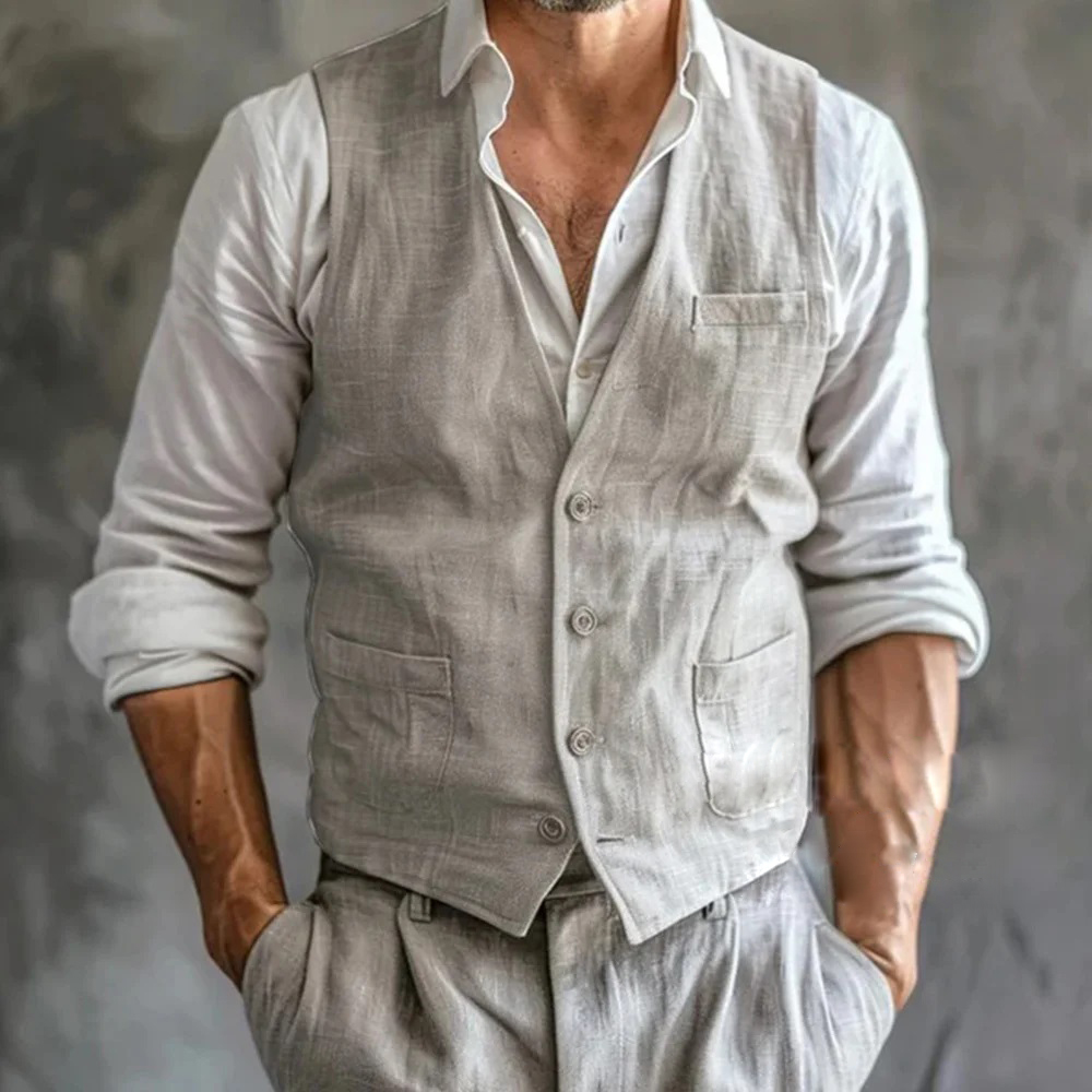 Men's Linen Vest Summer Male G - مراجعة Men Formal Wear Vest وسعره