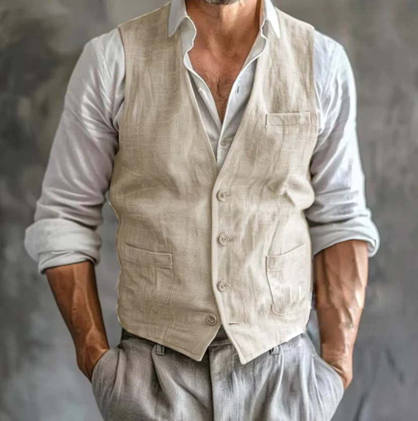 Men's Linen Vest Summer Male G - مراجعة Men Formal Wear Vest وسعره