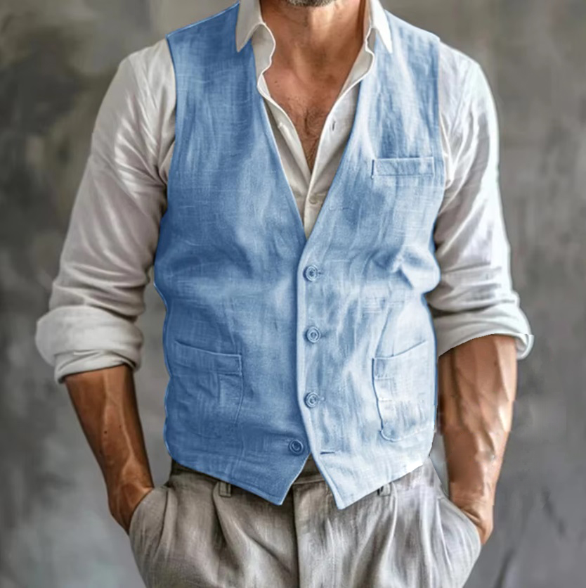 Men's Linen Vest Summer Male G - مراجعة Men Formal Wear Vest وسعره