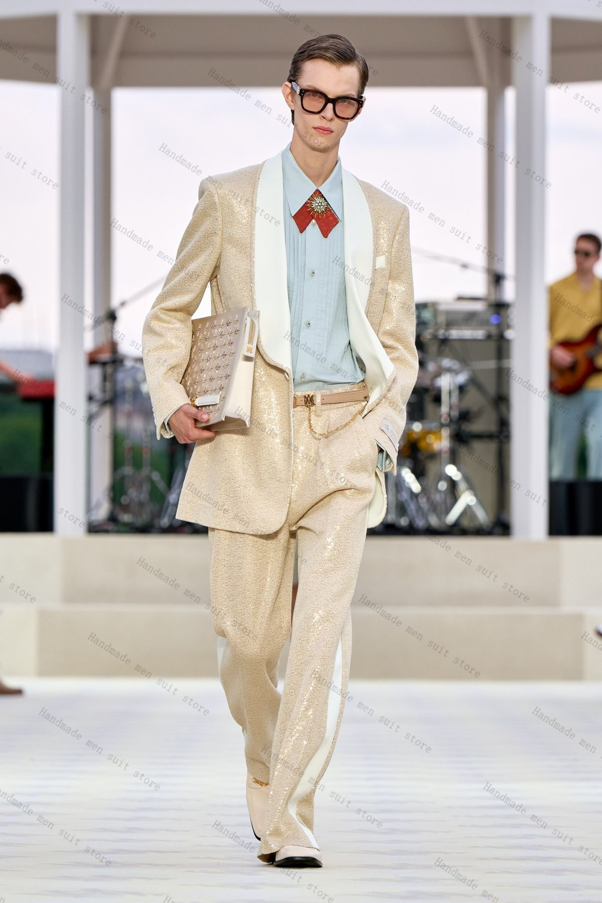Glitter Sequins Men Suit Set 2 - مراجعة Men Formal Wear Wedding Guest وسعره