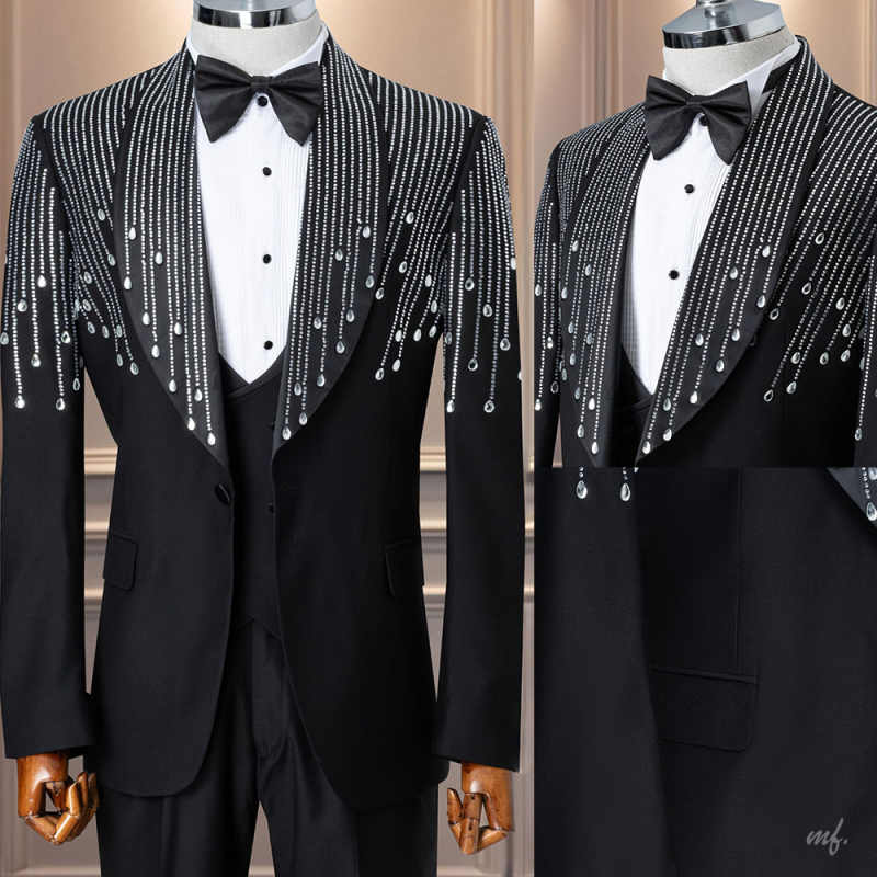 Luxury Rhinestone Men Suits 2  - مراجعة Formal Men Party Wear Jacket وسعره
