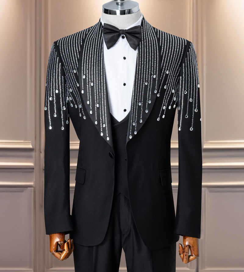 Luxury Rhinestone Men Suits 2  - مراجعة Formal Men Party Wear Jacket وسعره