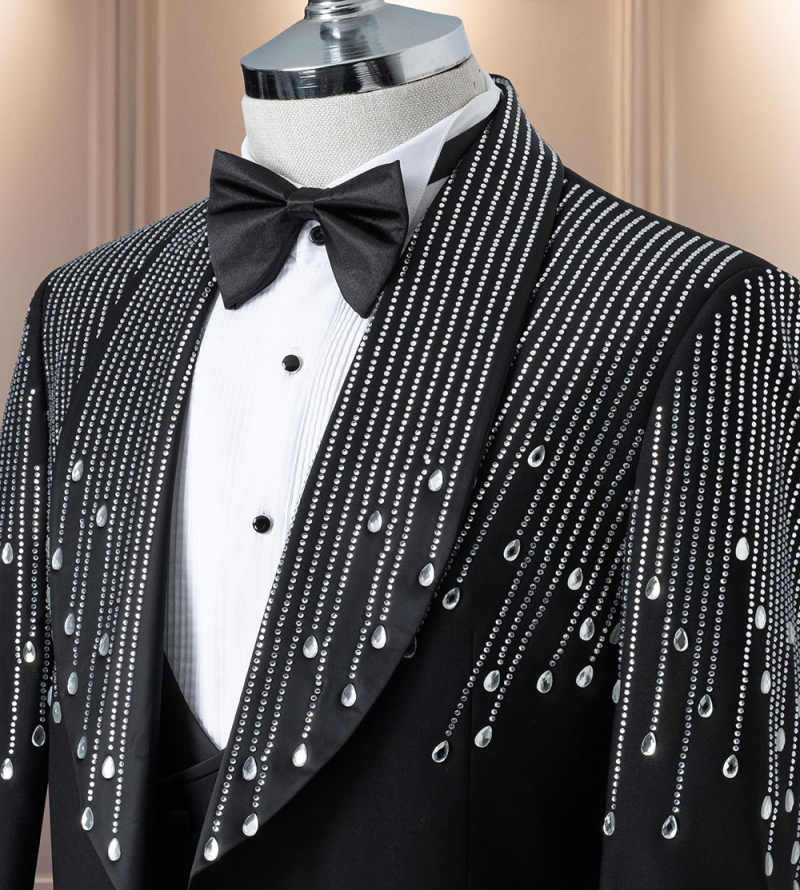 Luxury Rhinestone Men Suits 2  - مراجعة Formal Men Party Wear Jacket وسعره