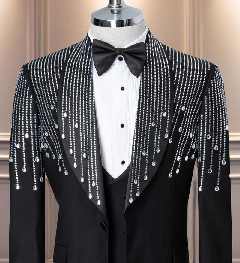 Luxury Rhinestone Men Suits 2  - مراجعة Formal Men Party Wear Jacket وسعره