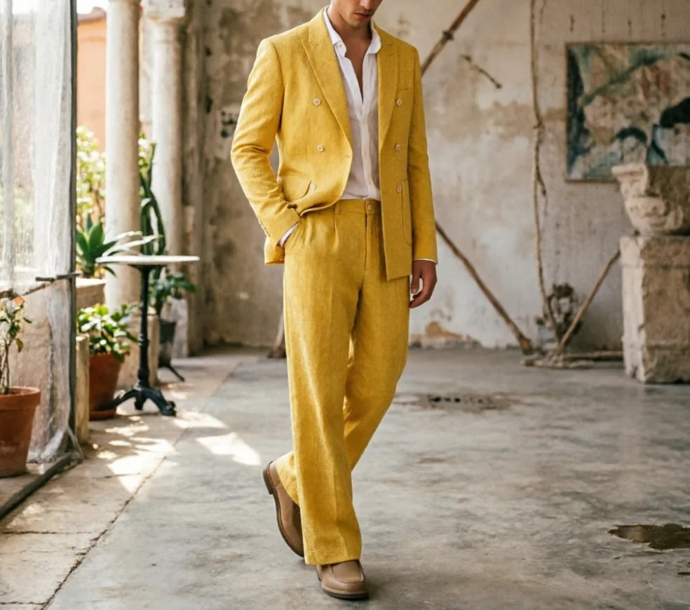 Sage Green Linen Men Suits Rel - مراجعة Men Formal Wear Wedding Guest وسعره