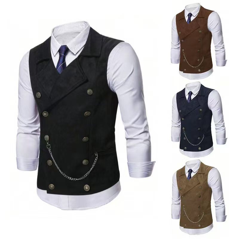 Men's Double Breasted Vest wit - مراجعة Men Formal Wear Vest وسعره