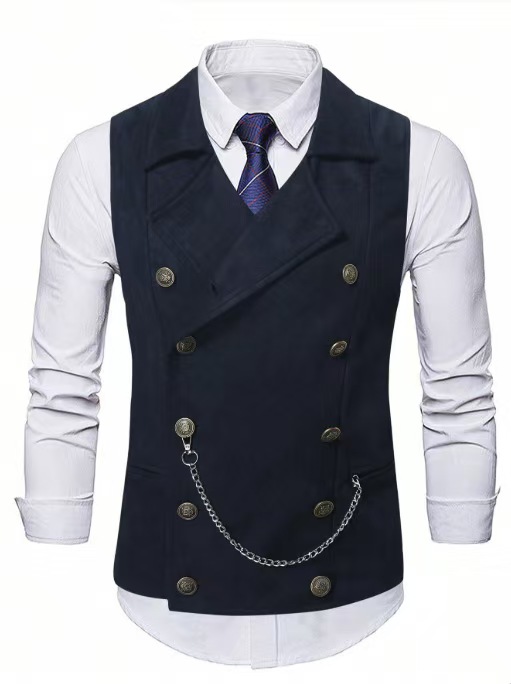Men's Double Breasted Vest wit - مراجعة Men Formal Wear Vest وسعره