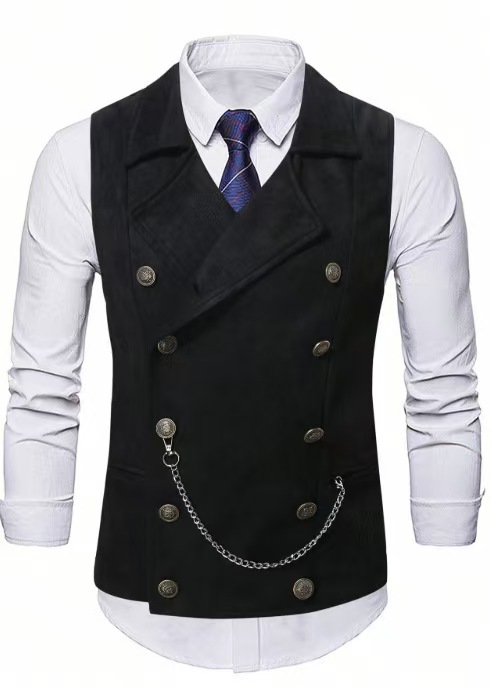 Men's Double Breasted Vest wit - مراجعة Men Formal Wear Vest وسعره