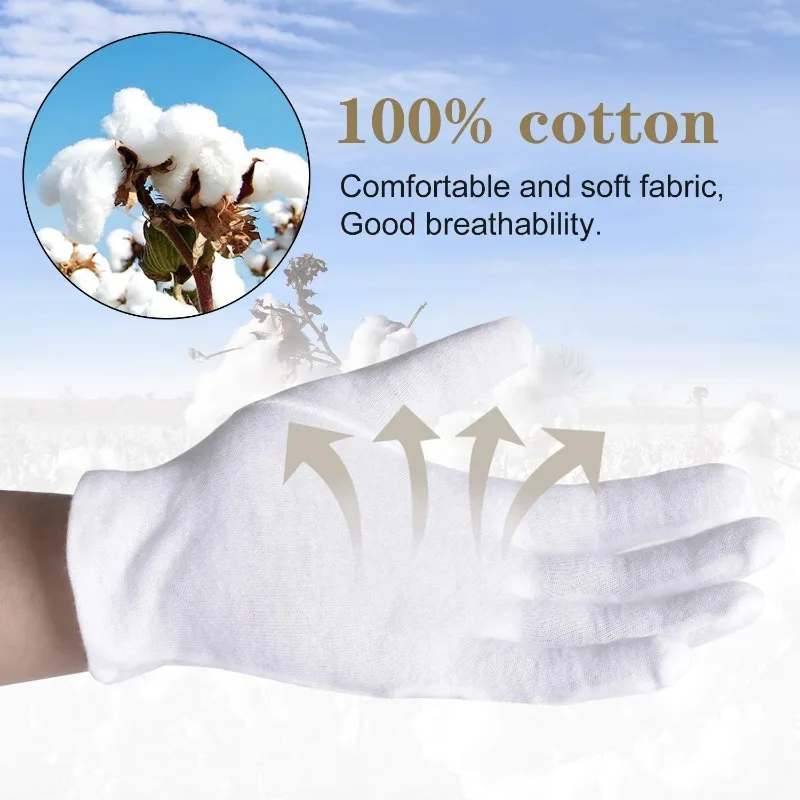 1pair White Cotton Gloves Men  - مراجعة Formal Wear Gloves Men وسعره