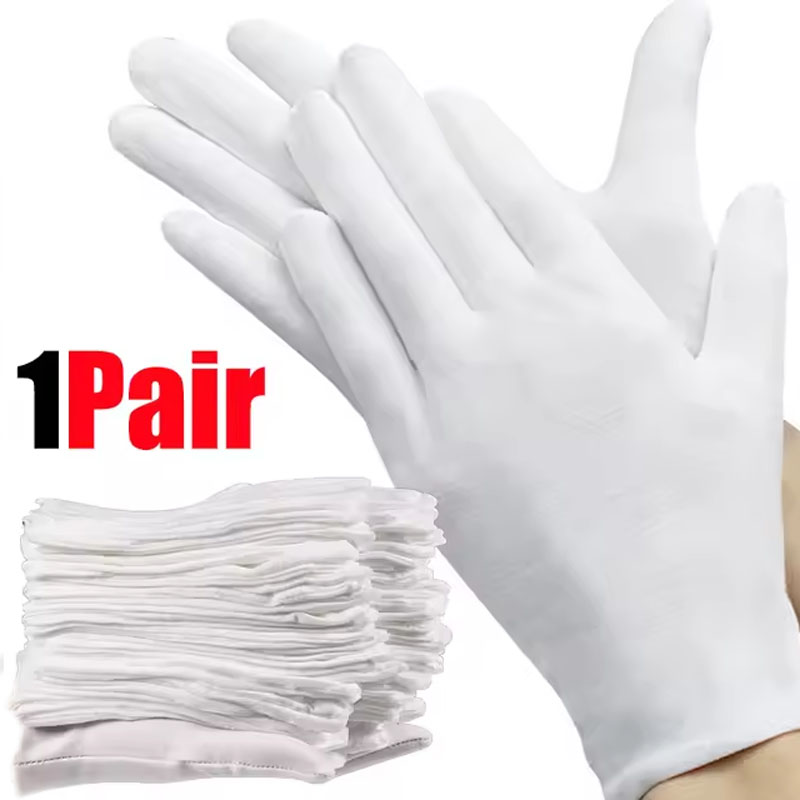 1pair White Cotton Gloves Men  - مراجعة Formal Wear Gloves Men وسعره
