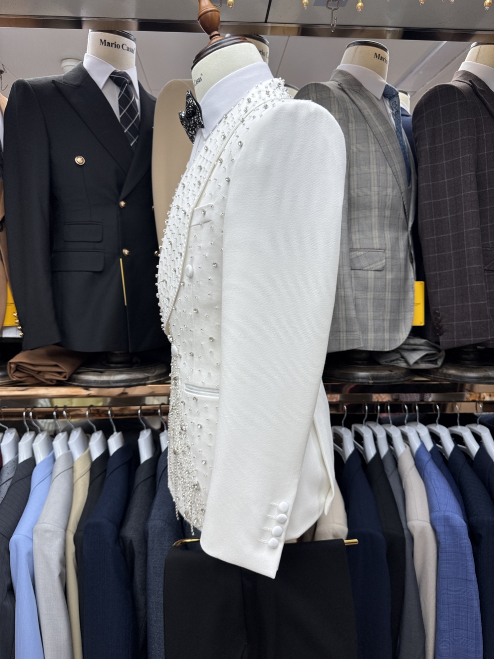 Silver Beaded Crystal Suit Jac - مراجعة Formal Men Party Wear Jacket وسعره