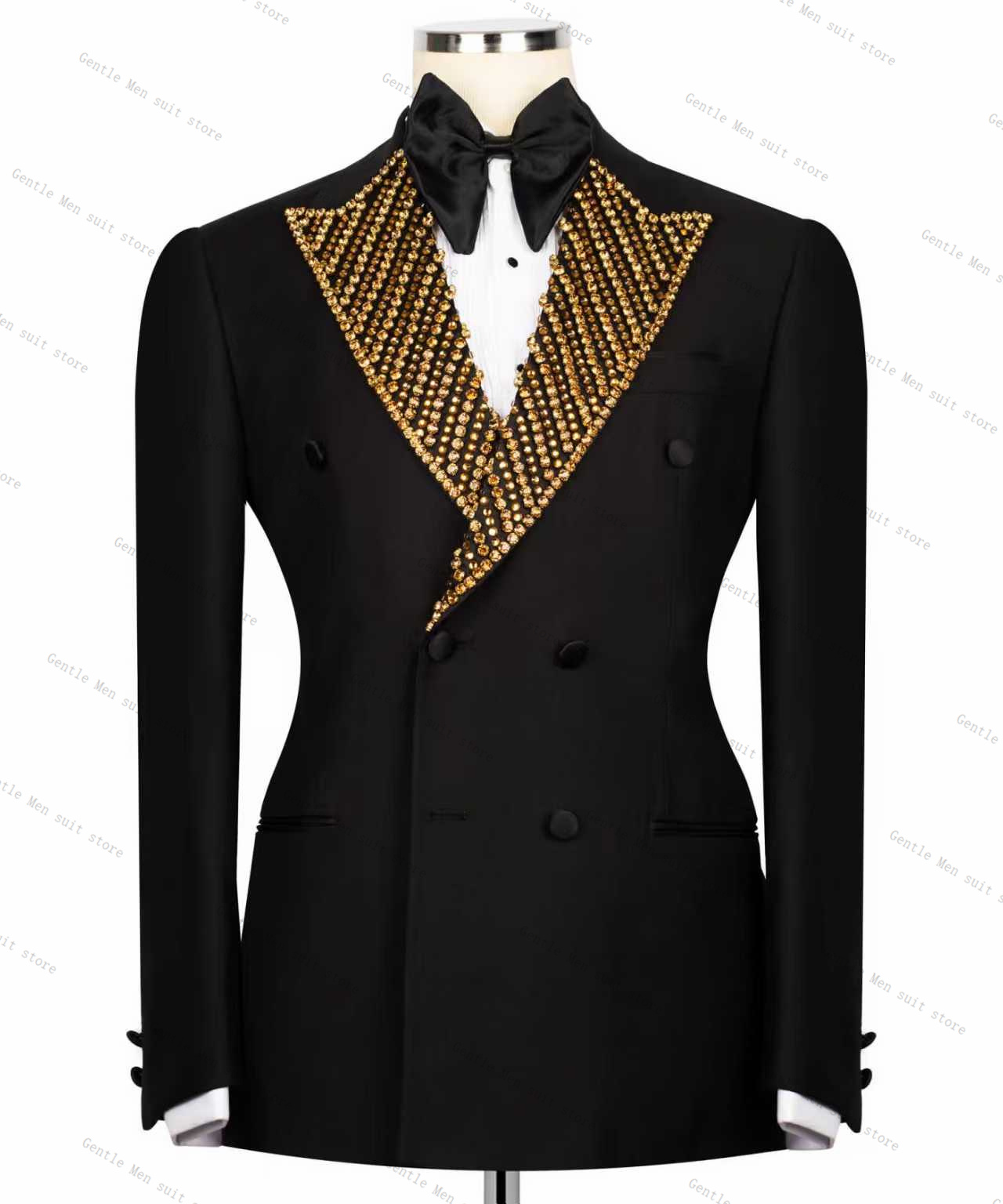 Golden Beaded Men Suit Set 2 P - مراجعة Formal Wear For Men Black Suit وسعره