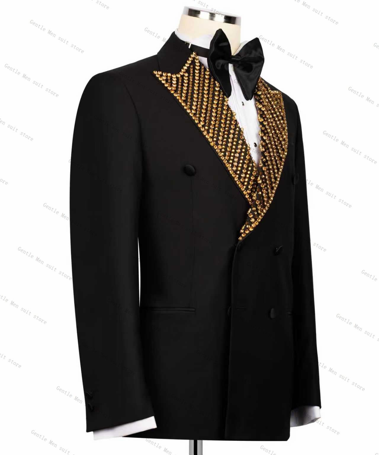 Golden Beaded Men Suit Set 2 P - مراجعة Formal Wear For Men Black Suit وسعره
