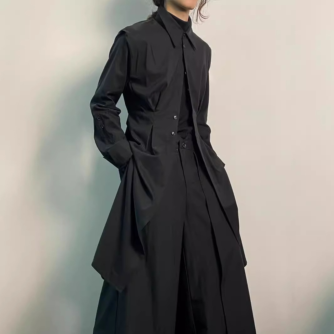 Y2K Gothic Trench Coat Men Dar - مراجعة Men'S Formal Wear Belt وسعره