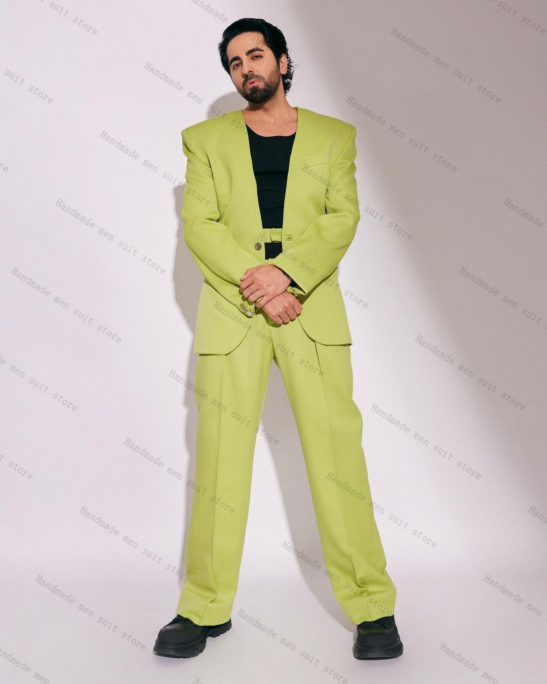 Fashion Green Men Suit Set 2 P - مراجعة Men Formal Wear Wedding Guest وسعره