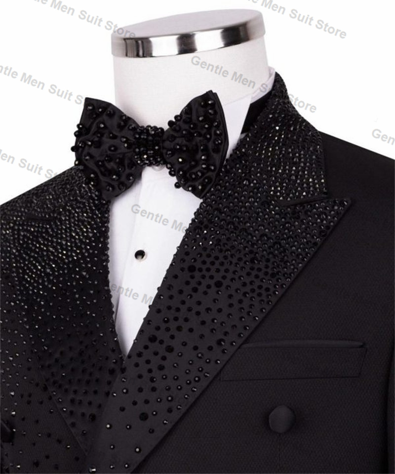 Black Luxury Crystals Men Suit - مراجعة Formal Wear For Men Black Suit وسعره