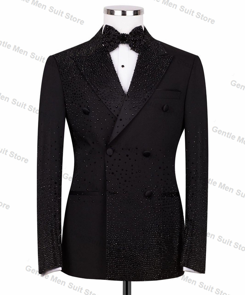Black Luxury Crystals Men Suit - مراجعة Formal Wear For Men Black Suit وسعره
