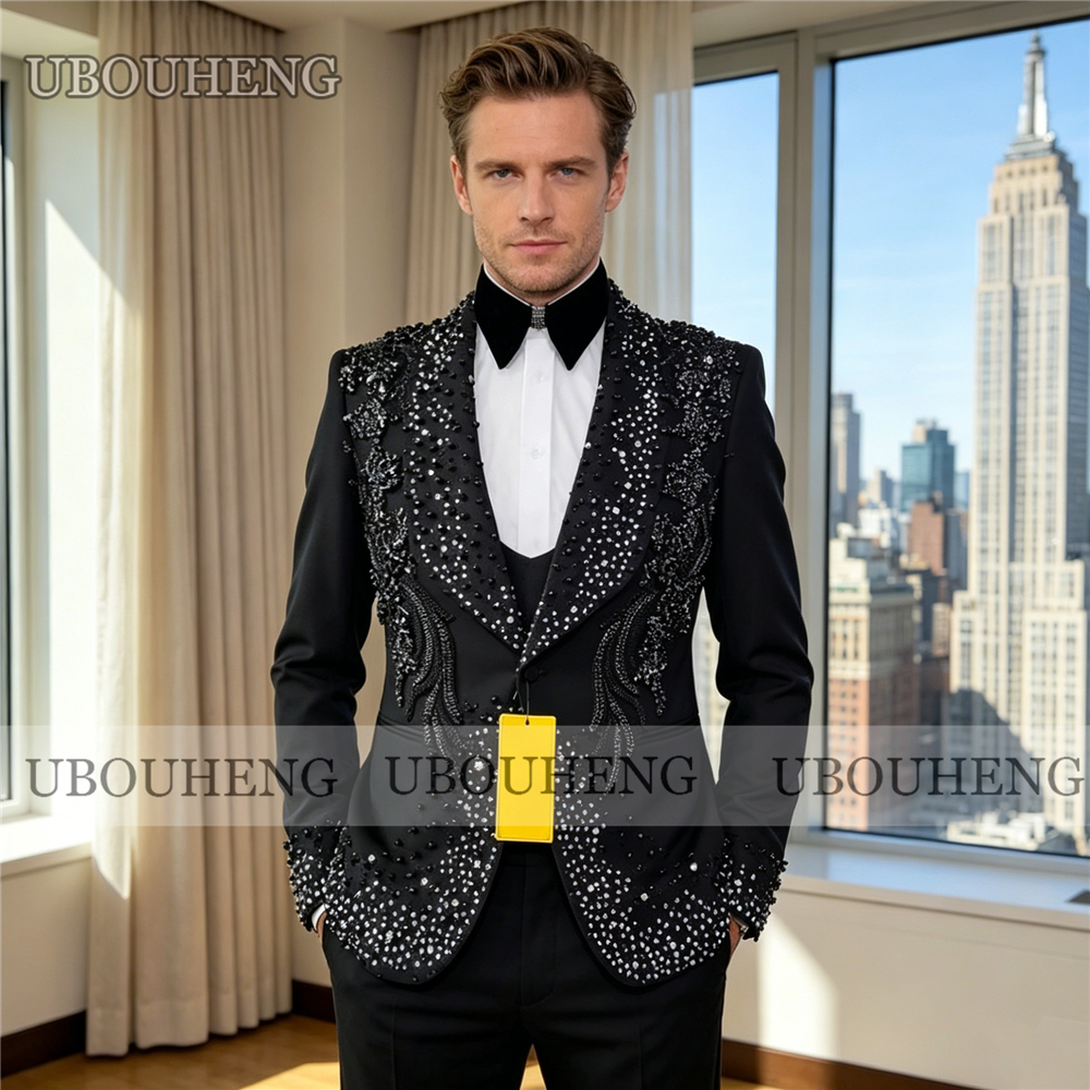 Luxury 3 Piece Men Suit Black  - مراجعة Formal Wear For Men Black Suit وسعره