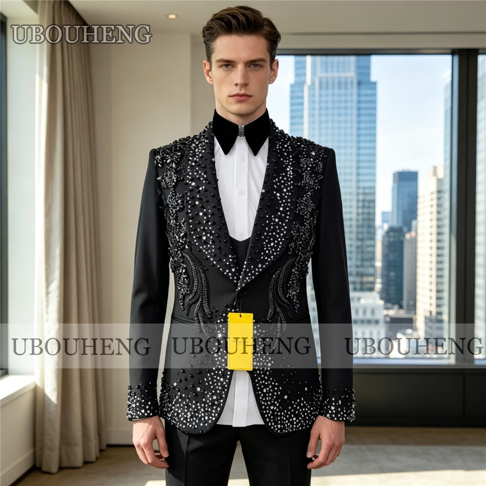 Luxury 3 Piece Men Suit Black  - مراجعة Formal Wear For Men Black Suit وسعره