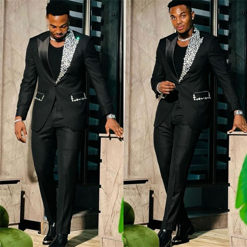 Crystals Formal Men Suit Set 2 - مراجعة Men Formal Wear Wedding Guest وسعره