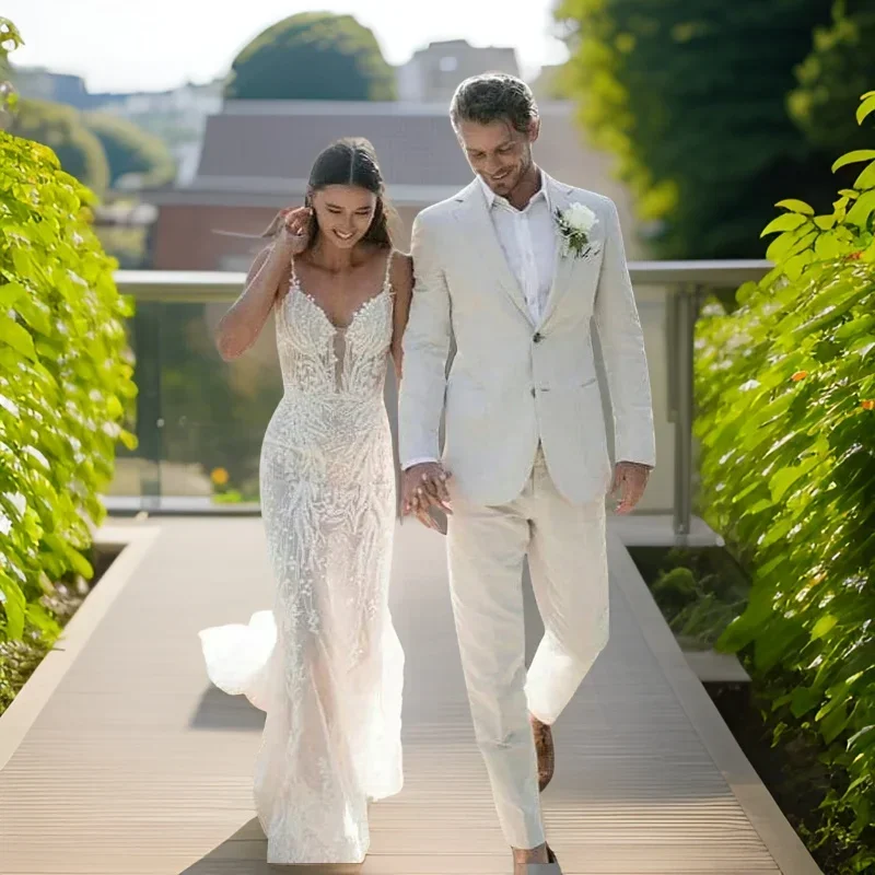 Linen Wedding Tuxedo For Men S - مراجعة Men Formal Wear Summer وسعره