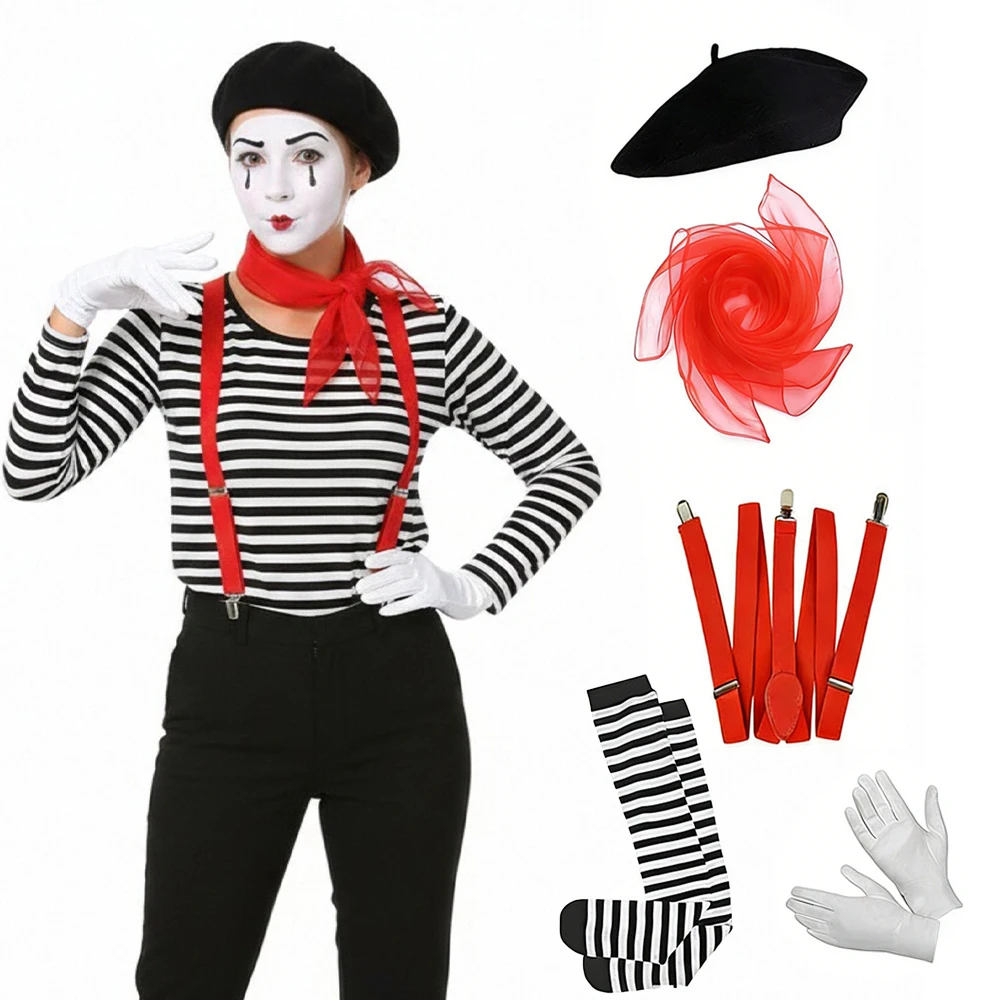 4PCS Men Women Mime Costume Ha - مراجعة Formal Wear Gloves Men وسعره