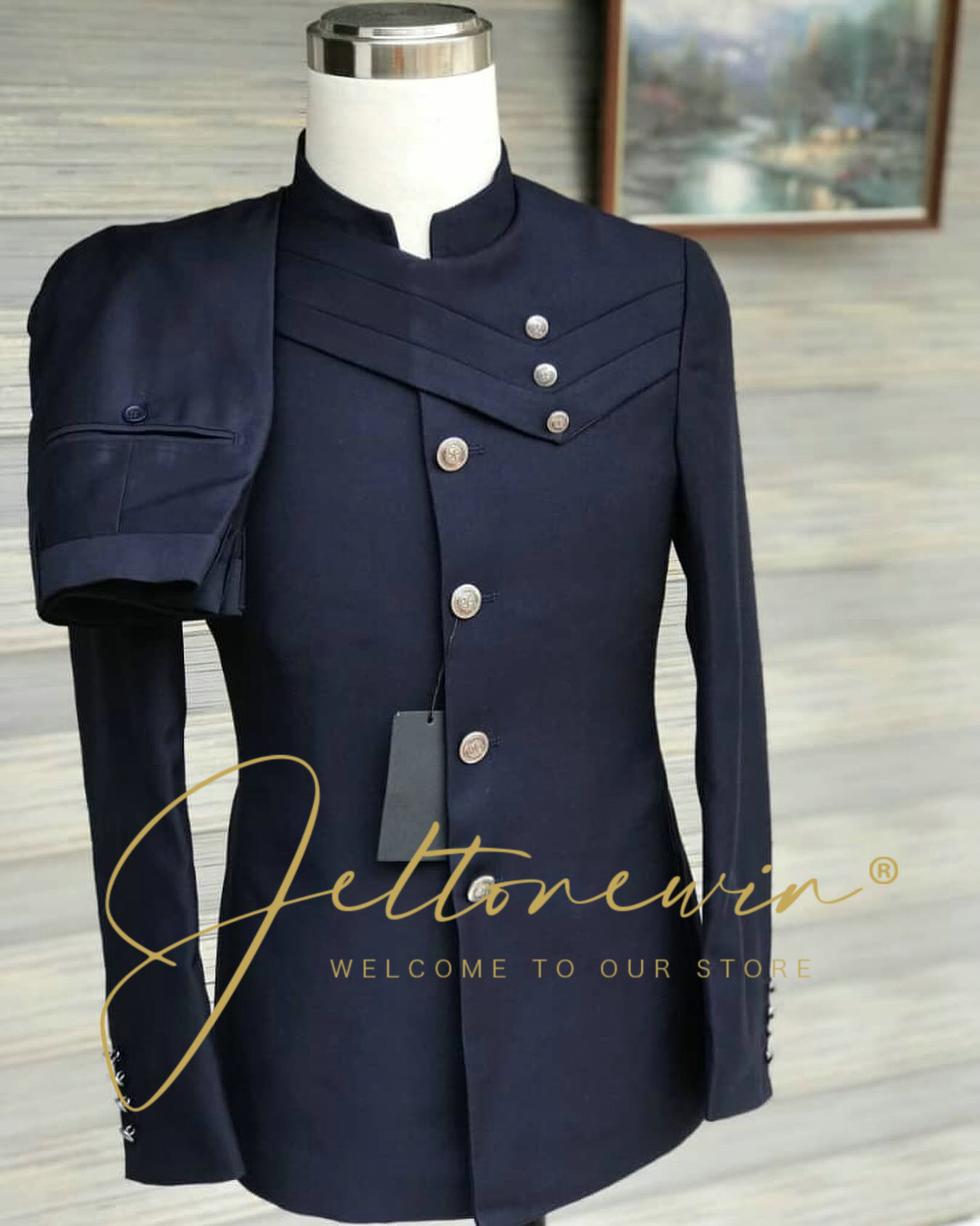 Men's Navy Blue Suit Set with  - مراجعة Men'S Formal Wear In Wedding وسعره