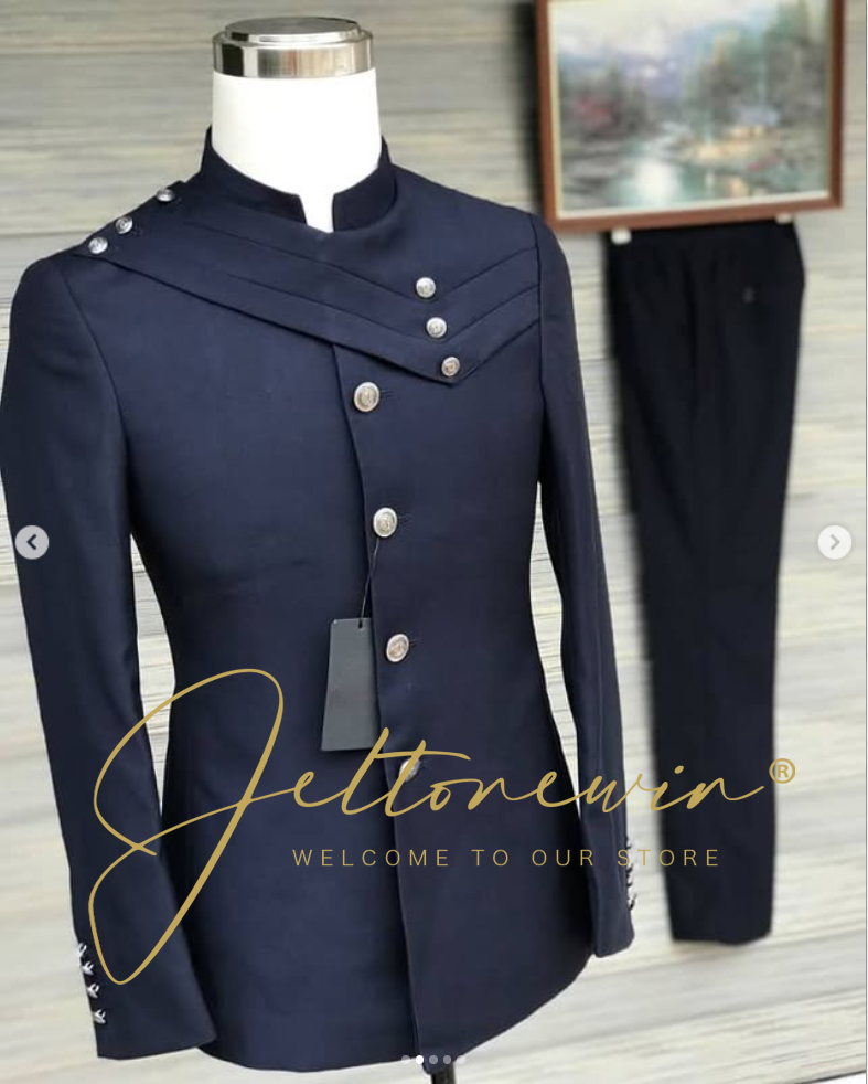 Men's Navy Blue Suit Set with  - مراجعة Men'S Formal Wear In Wedding وسعره