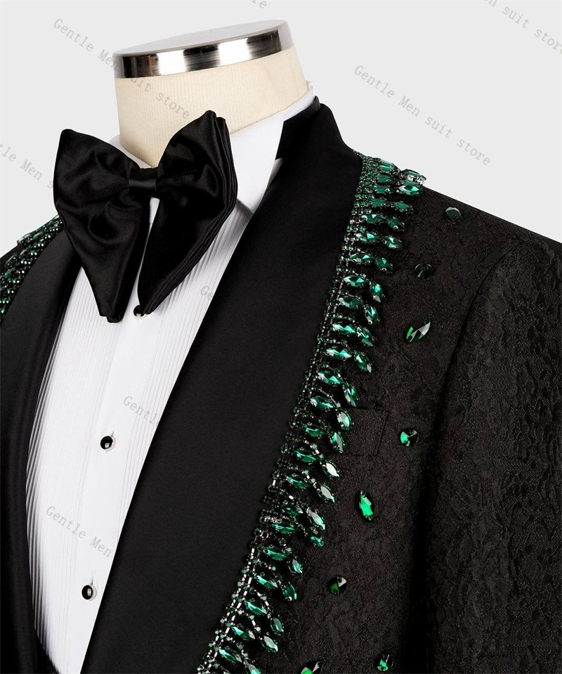 Luxury Crystals Men Suit Set 2 - مراجعة Formal Wear For Men Black Suit وسعره