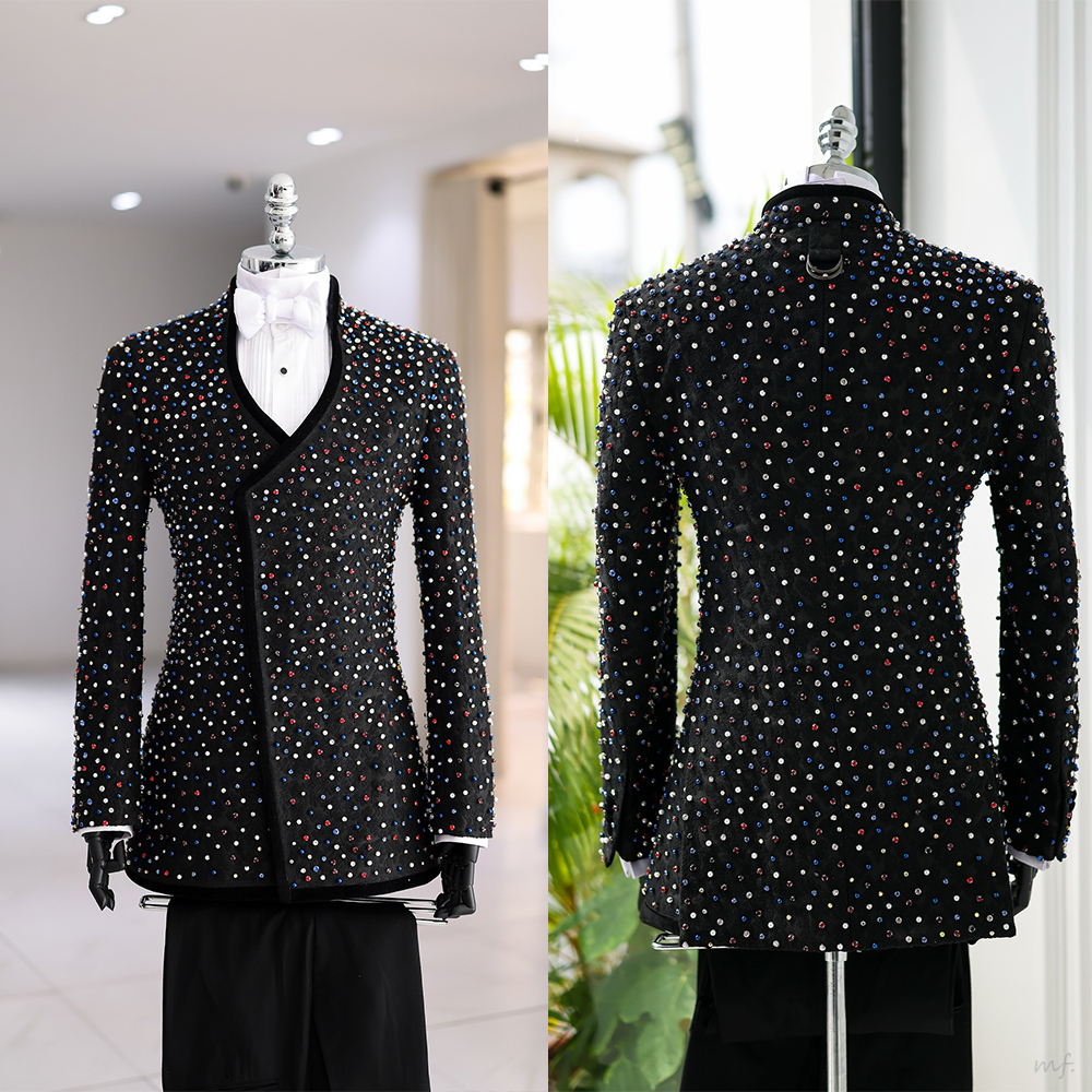 Colorful Crystals Men Suits Se - مراجعة Formal Wear For Men Black Suit وسعره