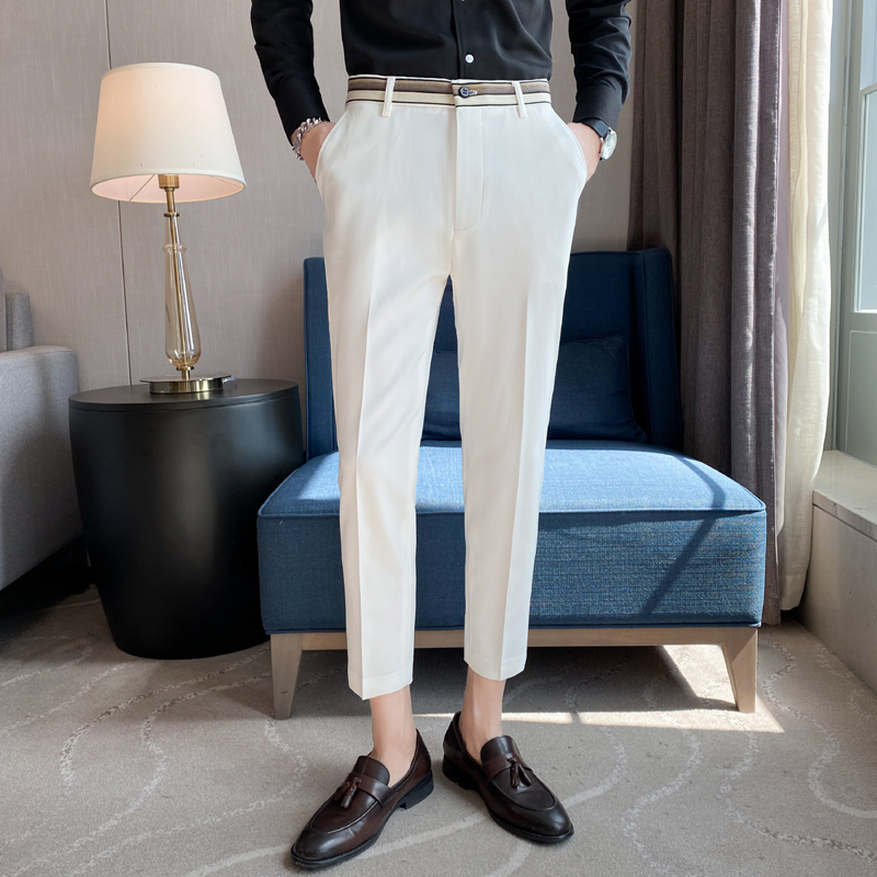 Fashion Waist Stripes Suit Pan - مراجعة Men Formal Wear Set وسعره