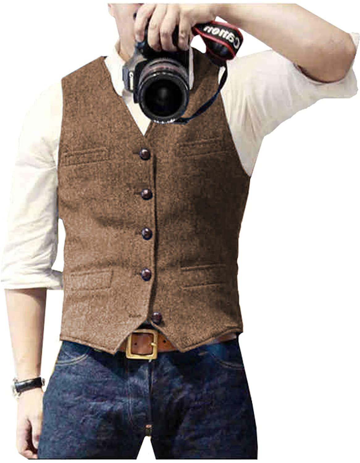 Men's Suit Vest V Neck Wool He - مراجعة Men Formal Wear Vest وسعره