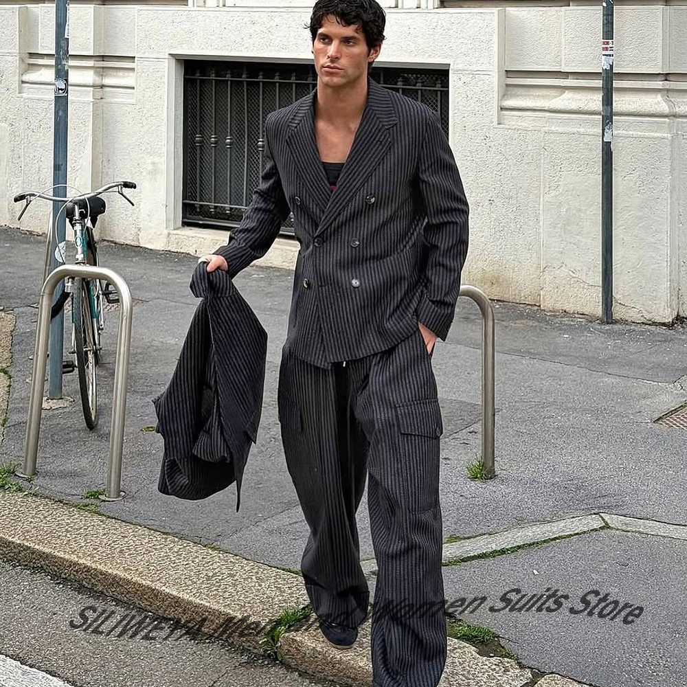 Elegant Man Suit Pinstripe Dou - مراجعة Formal Men Party Wear Jacket وسعره