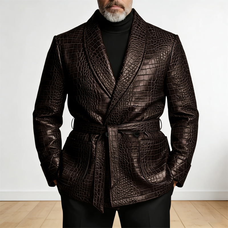  Men's Crocodile Pattern Leat - مراجعة Formal Men Party Wear Jacket وسعره