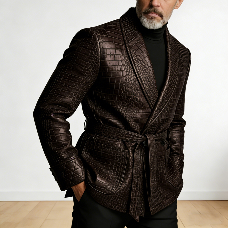  Men's Crocodile Pattern Leat - مراجعة Formal Men Party Wear Jacket وسعره