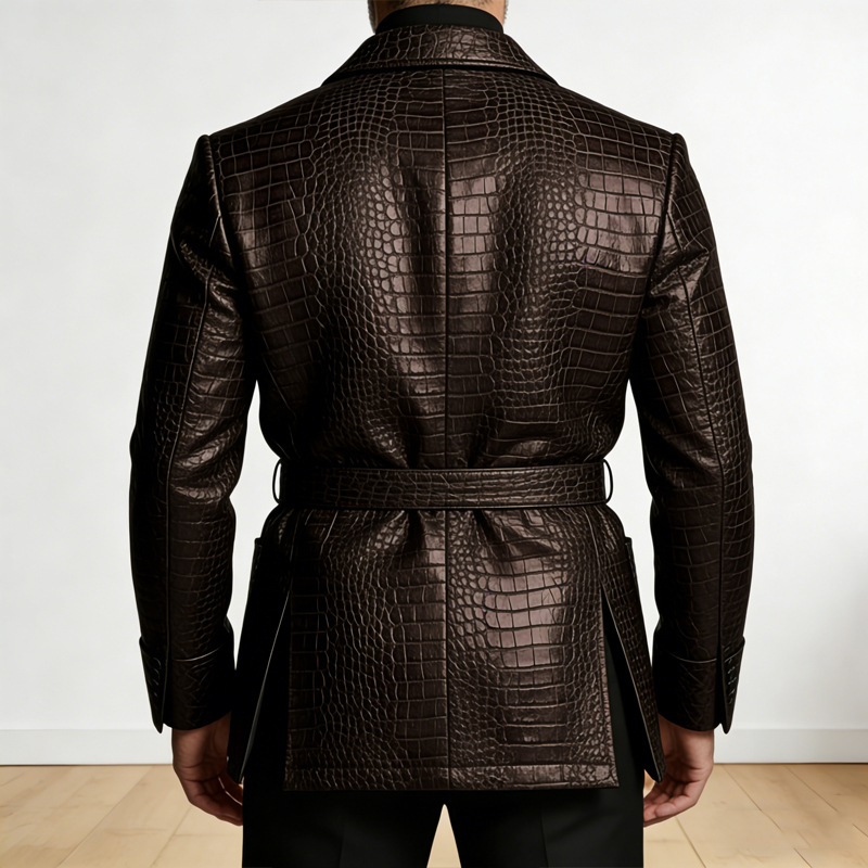  Men's Crocodile Pattern Leat - مراجعة Formal Men Party Wear Jacket وسعره
