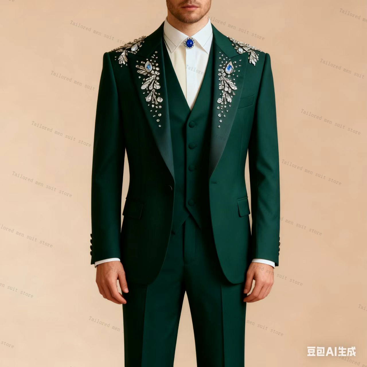 Green Men Suits Pants Set 3 Pc - مراجعة Men Formal Wear Wedding Guest وسعره