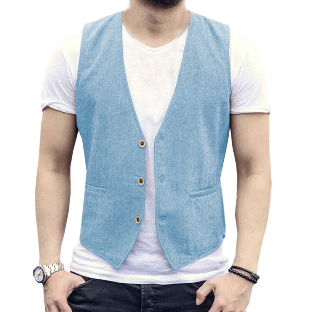 V Neck Men's Linen Vest Single - مراجعة Men Formal Wear Vest وسعره