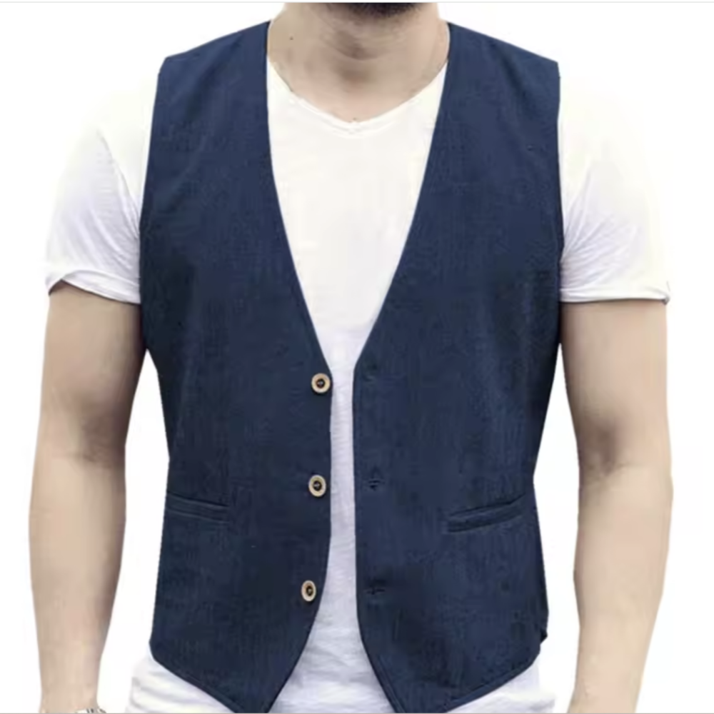 V Neck Men's Linen Vest Single - مراجعة Men Formal Wear Vest وسعره