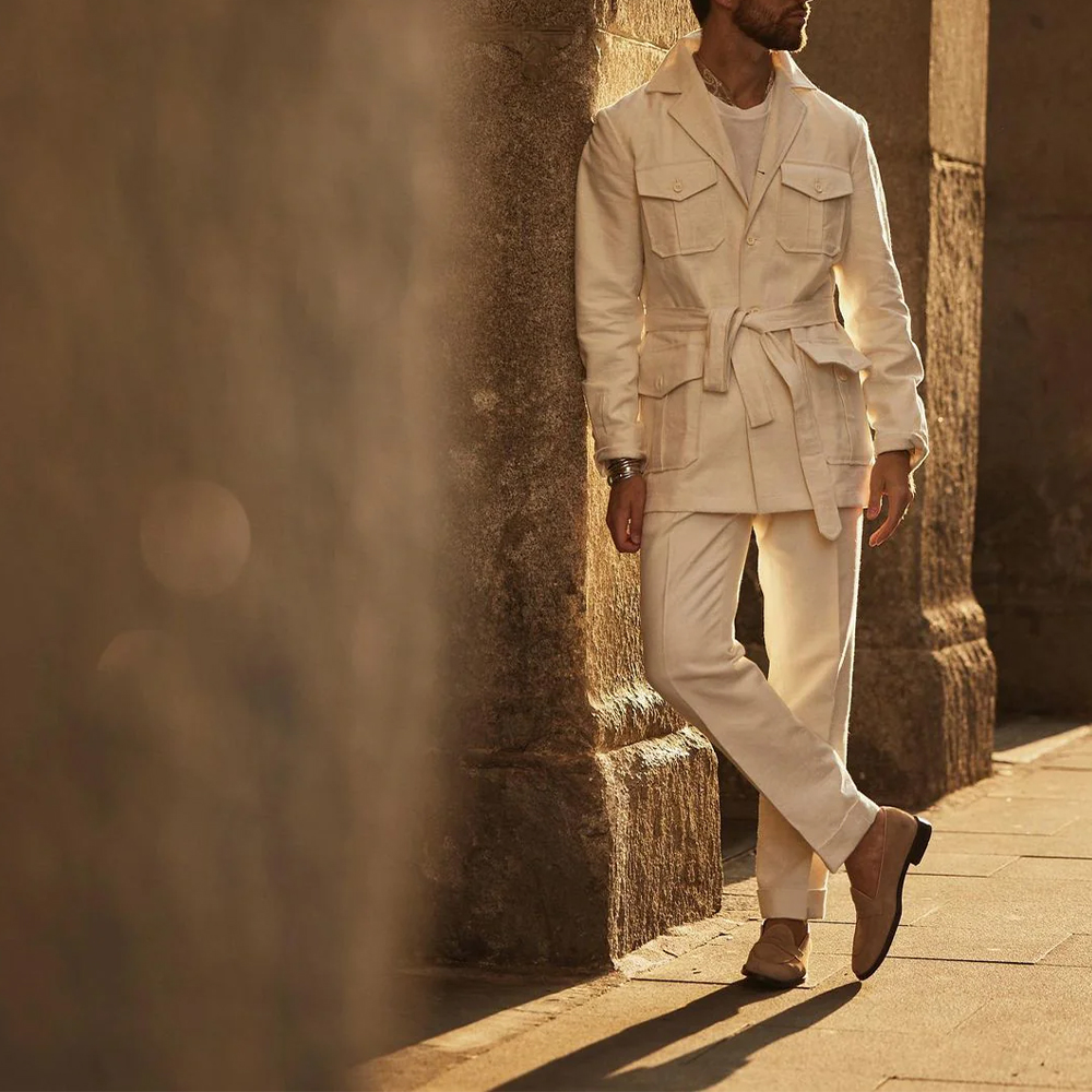 2 Pieces New Linen Suits With  - مراجعة Men'S Formal Wear Belt وسعره