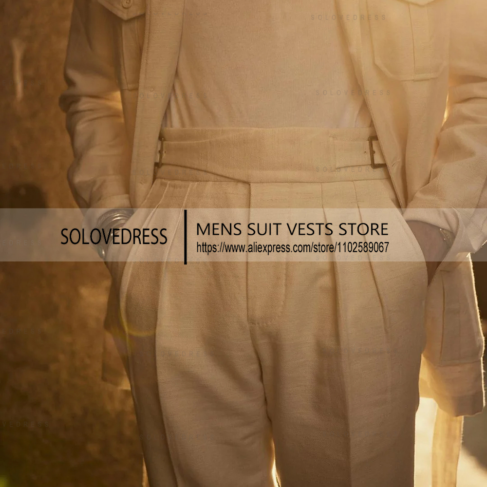 2 Pieces New Linen Suits With  - مراجعة Men'S Formal Wear Belt وسعره