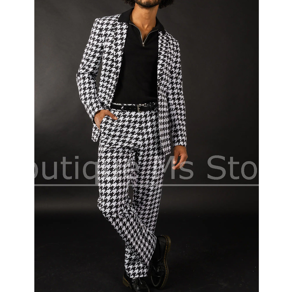 Black White Houndstooth Men's  - مراجعة Formal Wear For Men Black Suit وسعره