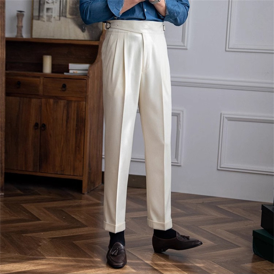 Men Solid Color Suit Trousers  - مراجعة Men'S Formal Wear Belt وسعره