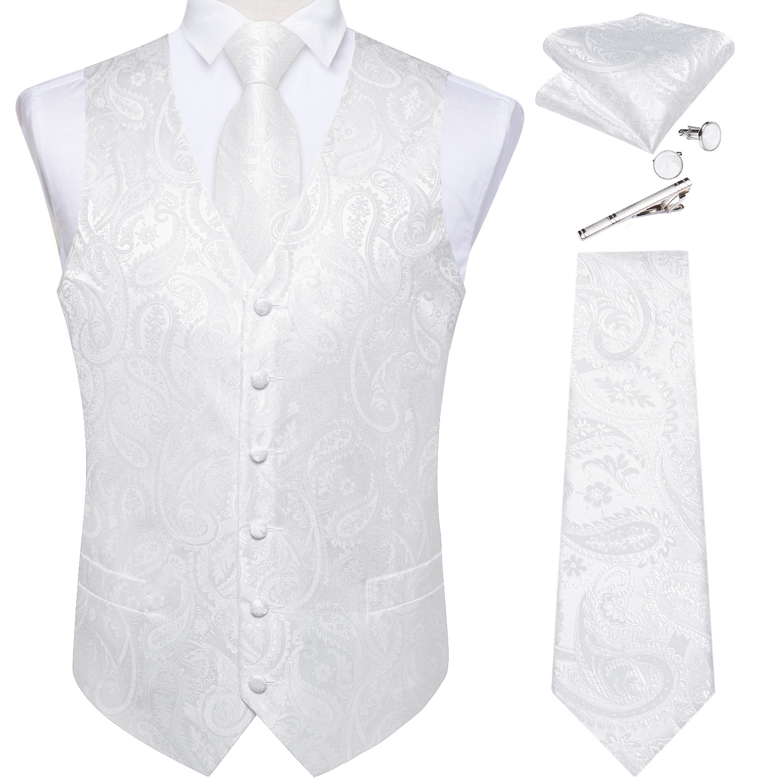 Pure White Wedding Vest for Ma - مراجعة Men Formal Wear Vest وسعره