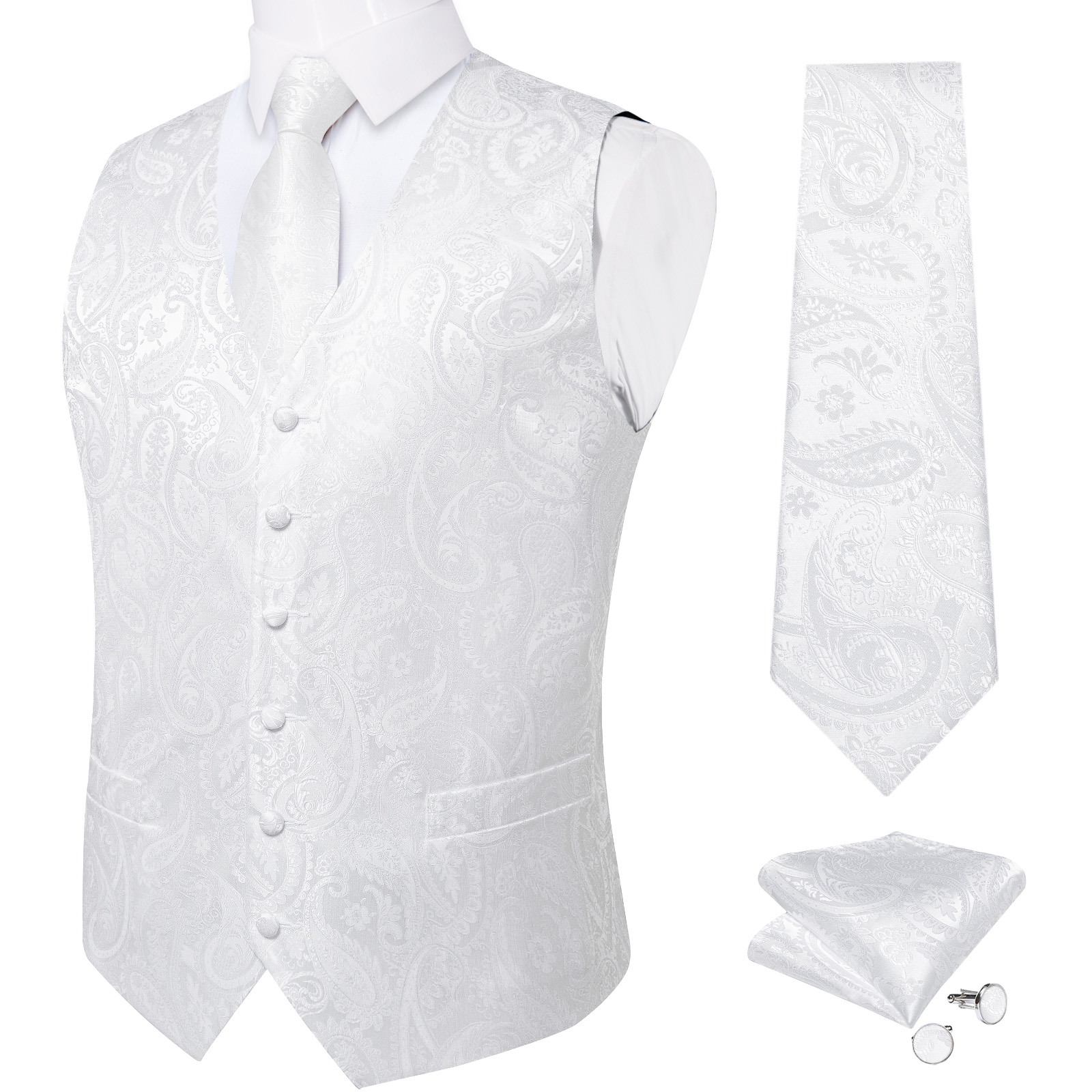 Pure White Wedding Vest for Ma - مراجعة Men Formal Wear Vest وسعره